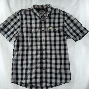 Carhartt Men's Black and White Plaid Shirt medium Classic relaxed fit all season
